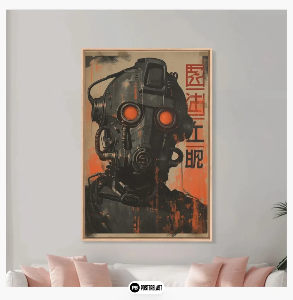 Dystopian Robot Canvas: Cyberpunk Futuristic Poster