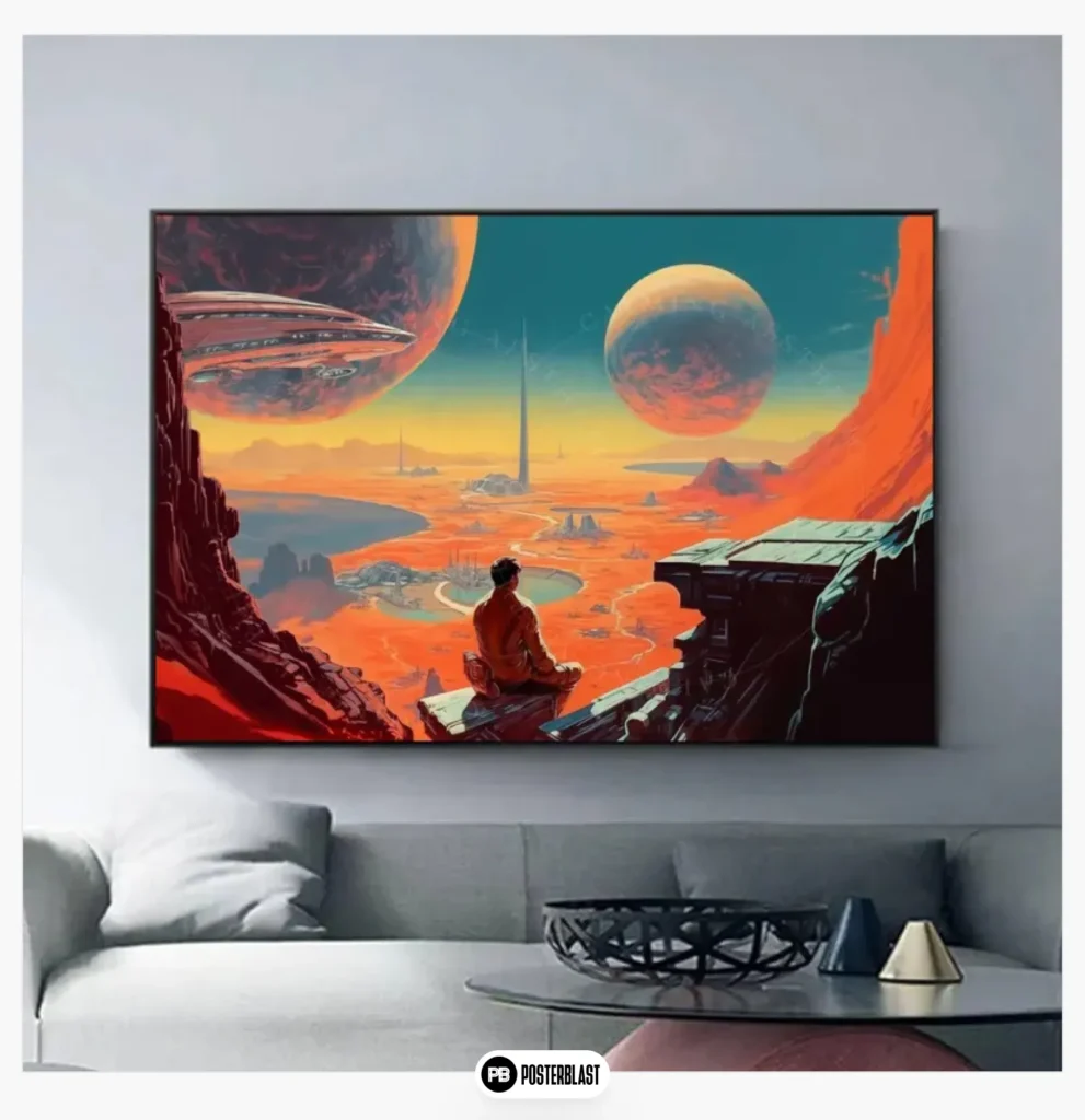 Large Poster Retro Futurism Young Expansive Landscape Horizontal Wall Art Print