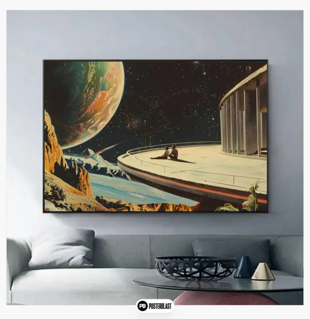 Large Poster Retro Futuristic Space Date Wall Art Print