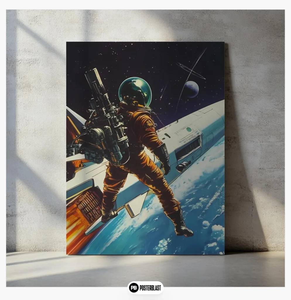 Retro Futuristic Space Poster - 80s Sci-Fi Wall Art