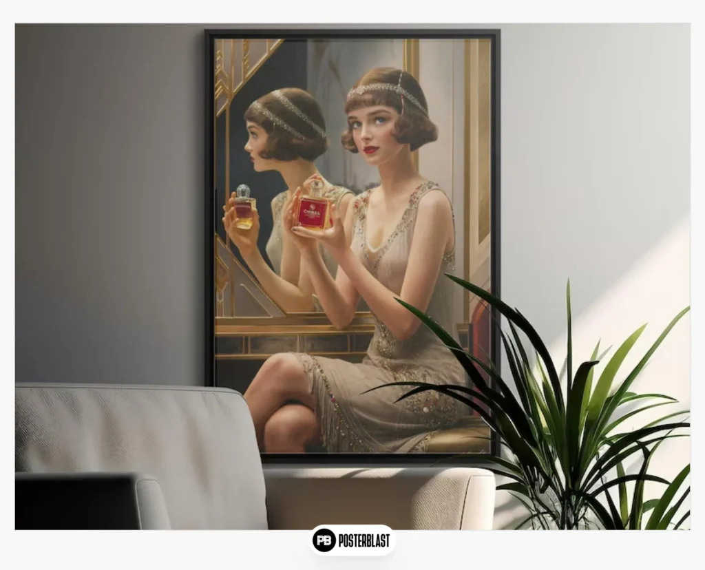 Art Deco Lady with Perfume Poster: 1920s Flapper Girl Wall Art 