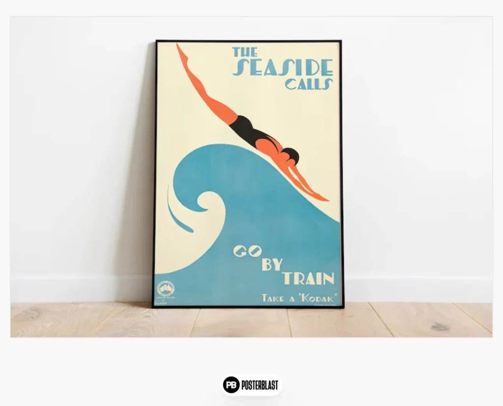 Art Deco Swimming Poster: Vintage Kodak Print