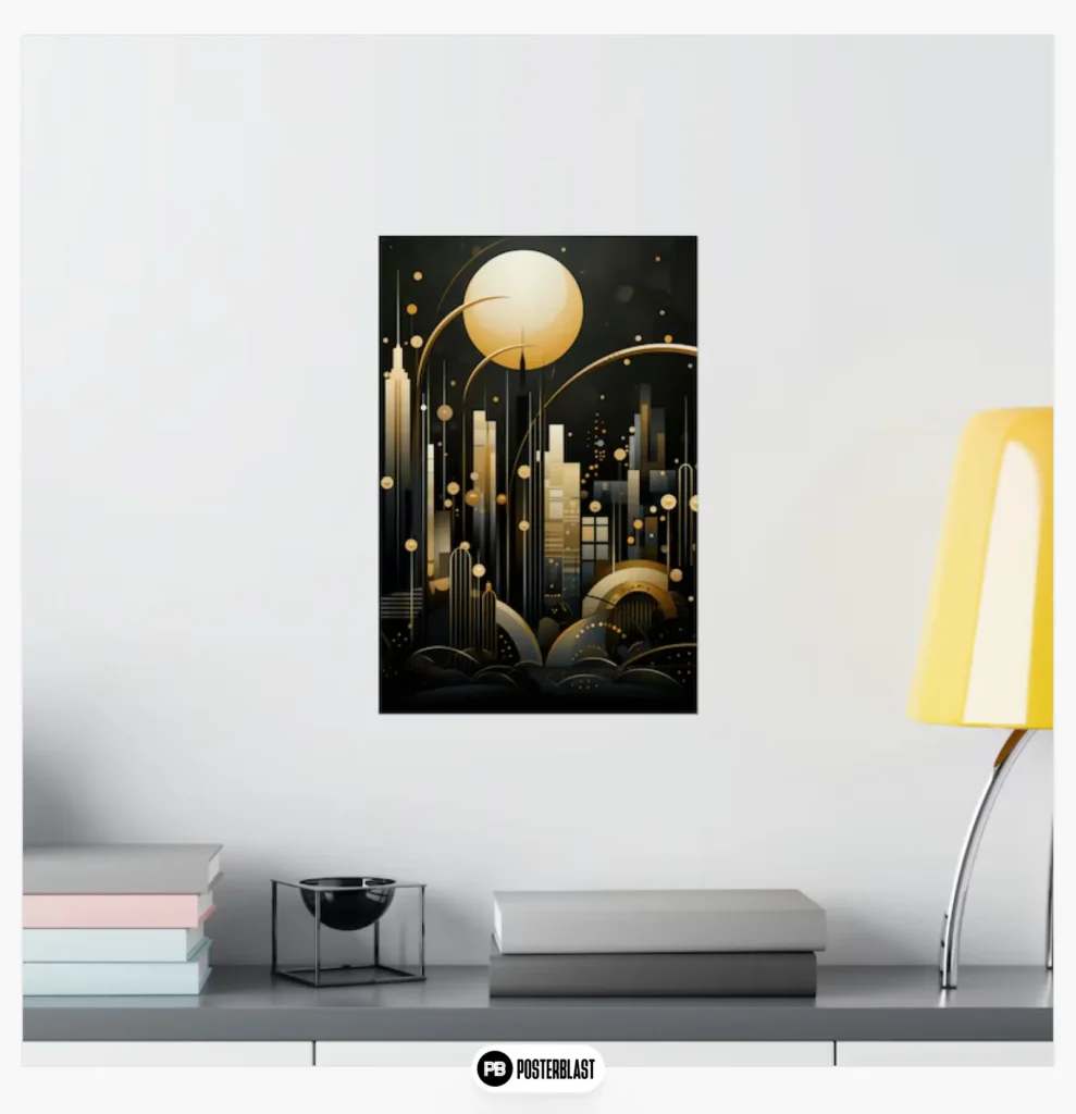 Abstract Art Deco Cityscape Poster Art Print