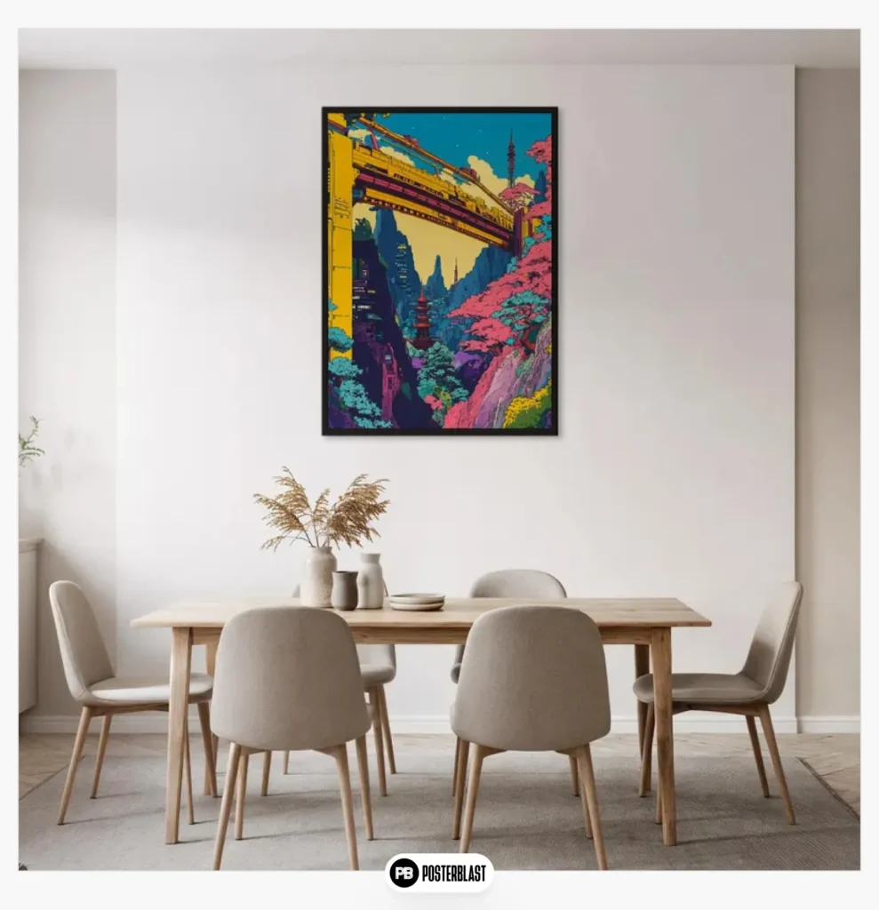 Framed Futuristic Neon Train Wall Art