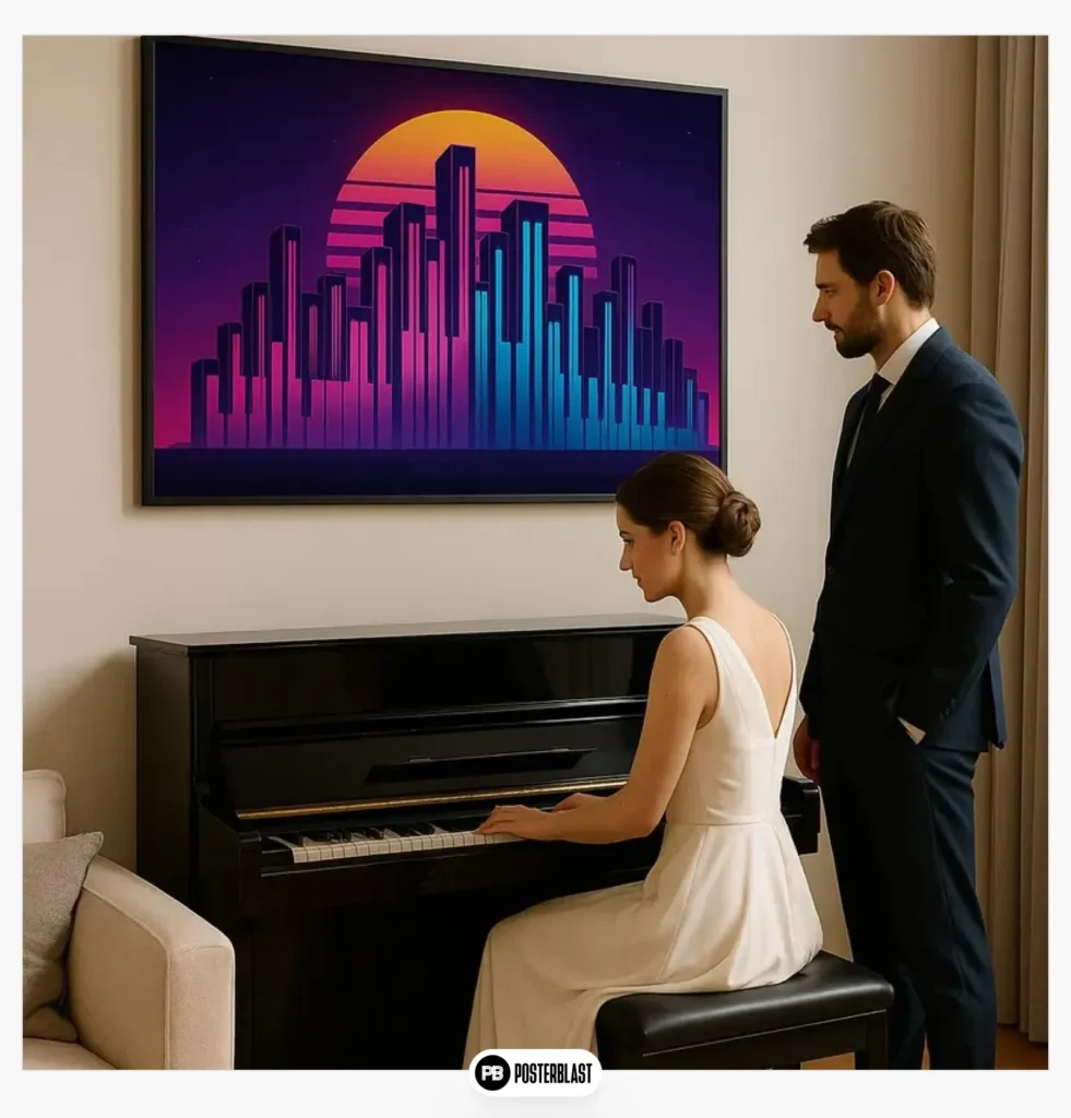 Neon Piano Skyline 