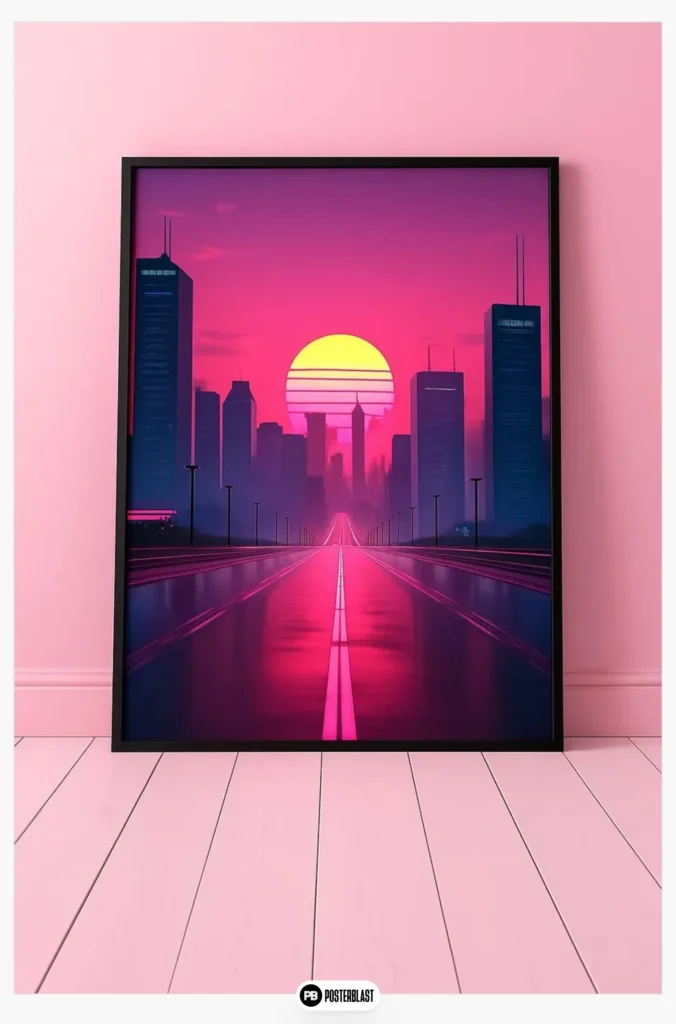 Neon cityscape poster