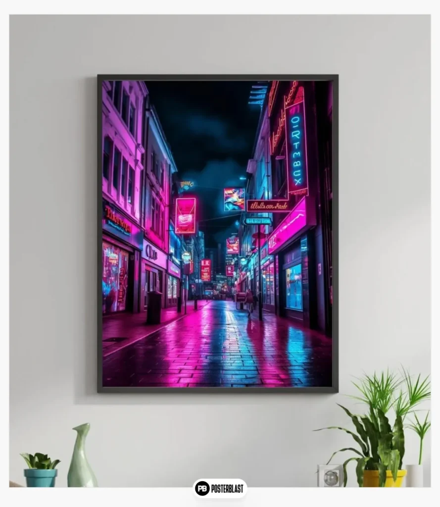 London Retro Futuristic Street Poster - '80s Synthwave Neon Decor