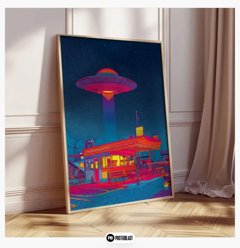 Retro UFO Diner Poster 