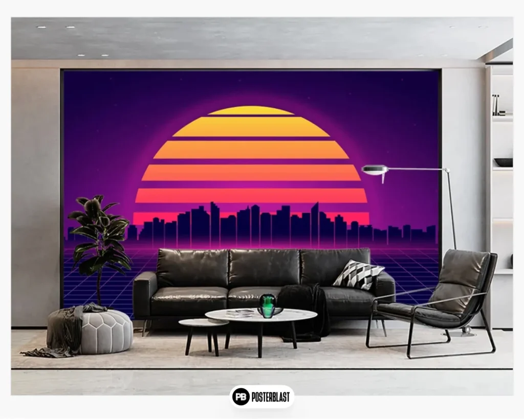 Futuristic Retro Wallpaper Neon Decorative