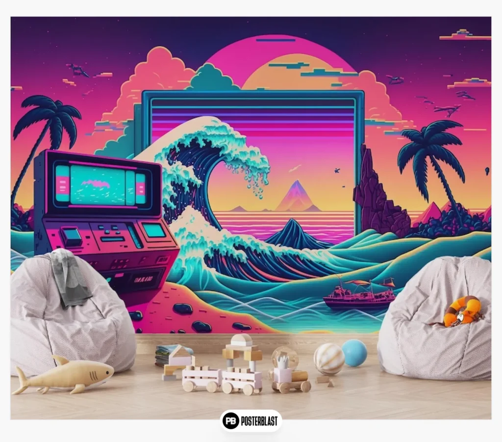 Retro 80s The Great Wave Off Kanagawa