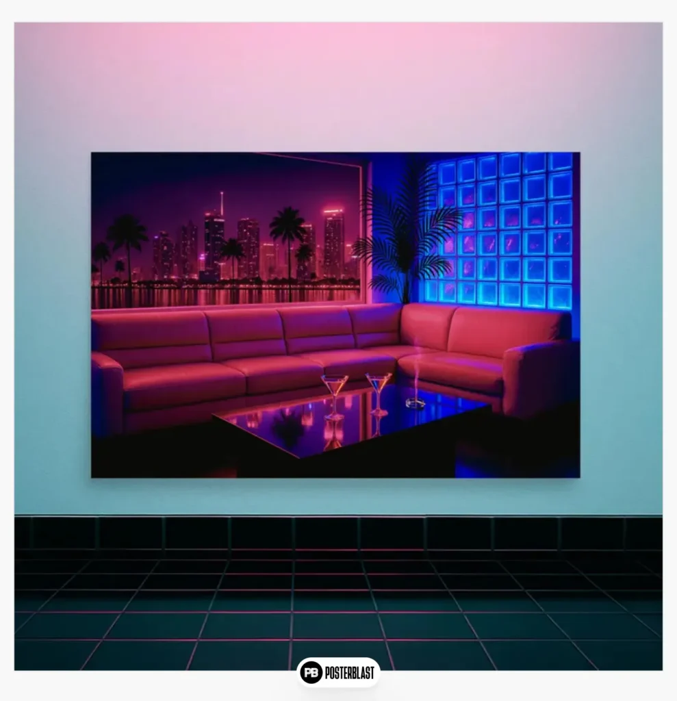 Retro Miami Art Print: 80s Neon Cityscape