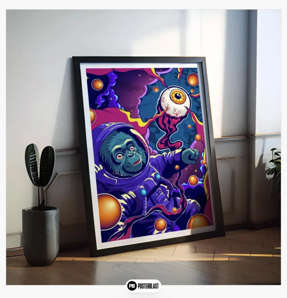 Cyberpunk Space Ape Poster: Surreal Sci-Fi Wall Art