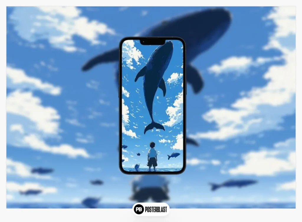 Whale Sky Phone Wallpaper: Surreal Ocean Dreamscape