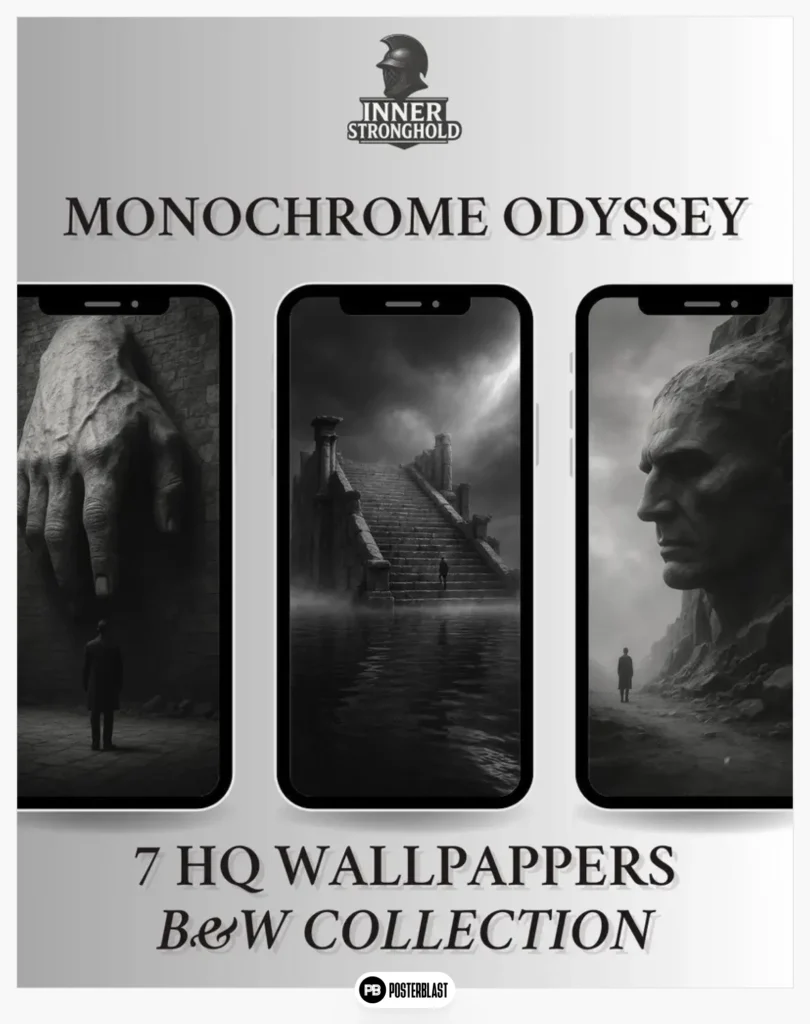 Black and White Surrealist Wallpaper Set: Cinematic iPhone & Android Backgrounds