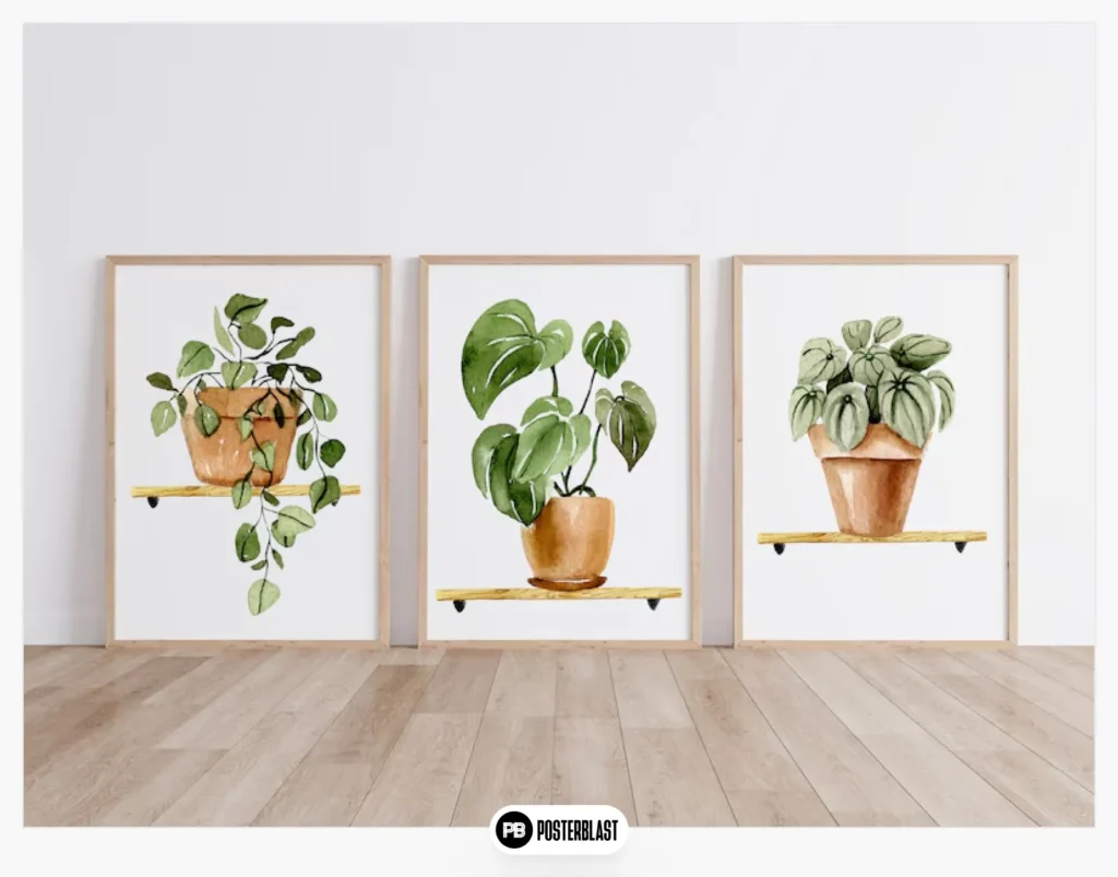 Set of 3 watercolor plants