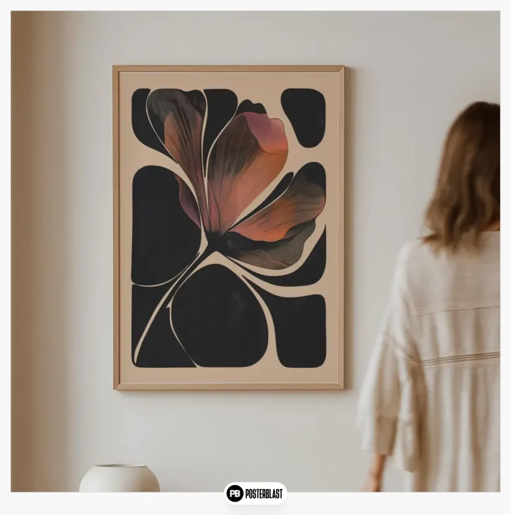 Abstract botanical art floral print set of 2