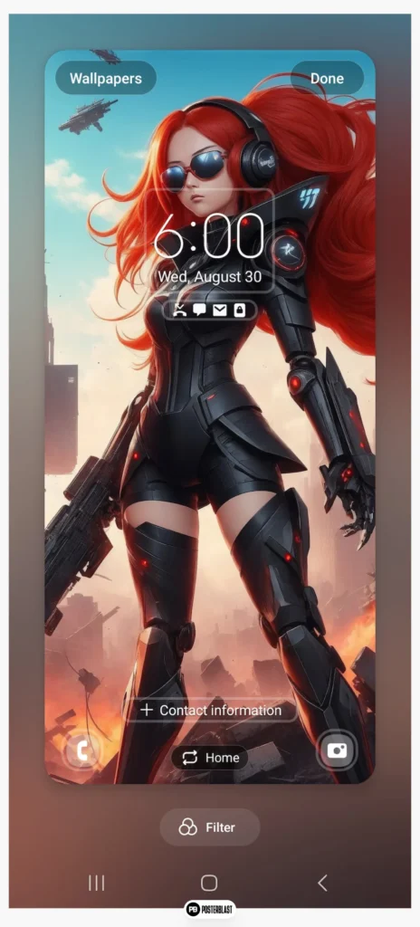 Dynamic Cybernetic Warrior: Anime-inspired wallpaper for Android and iPhone