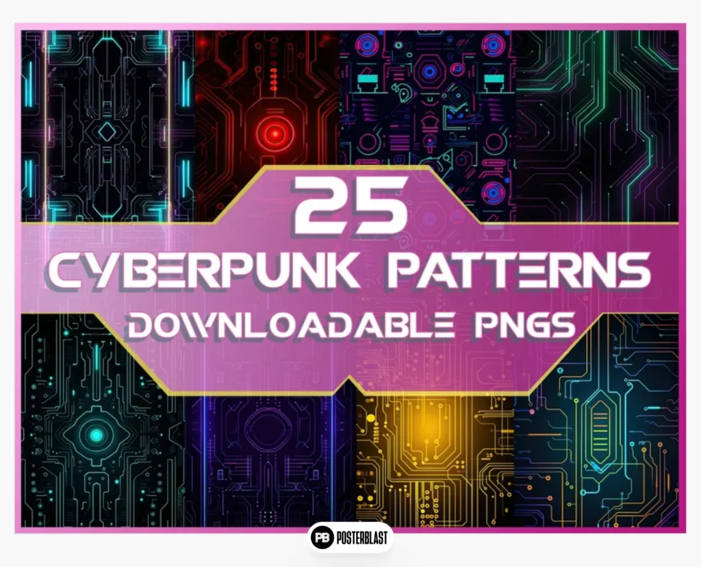 25 Futuristic Cyberpunk Patterns Wallpaper Bundle
