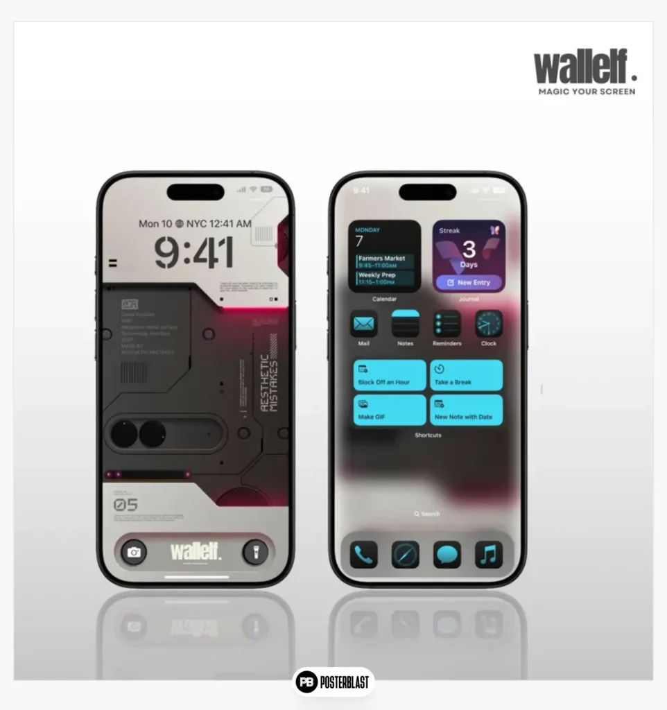 Futuristic Tech Wallpaper Set in Black and Red