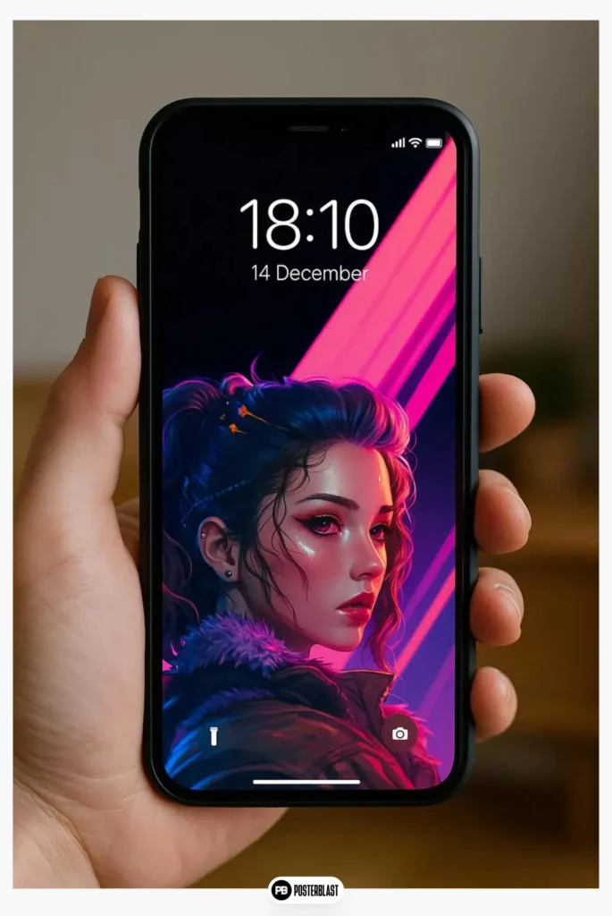 Neon Cyberpunk Girl Wallpaper: Futuristic Phone Background