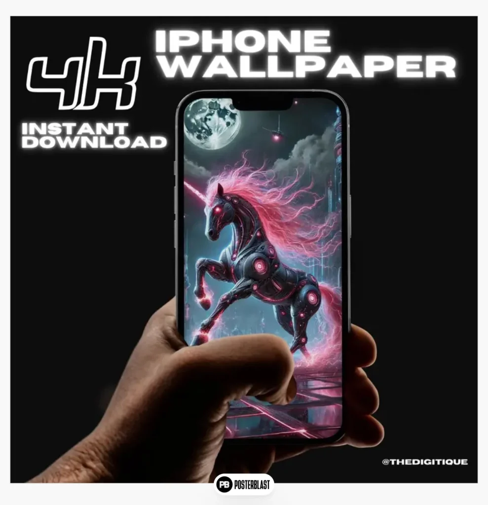 K Cybernetic Unicorn iPhone Wallpaper