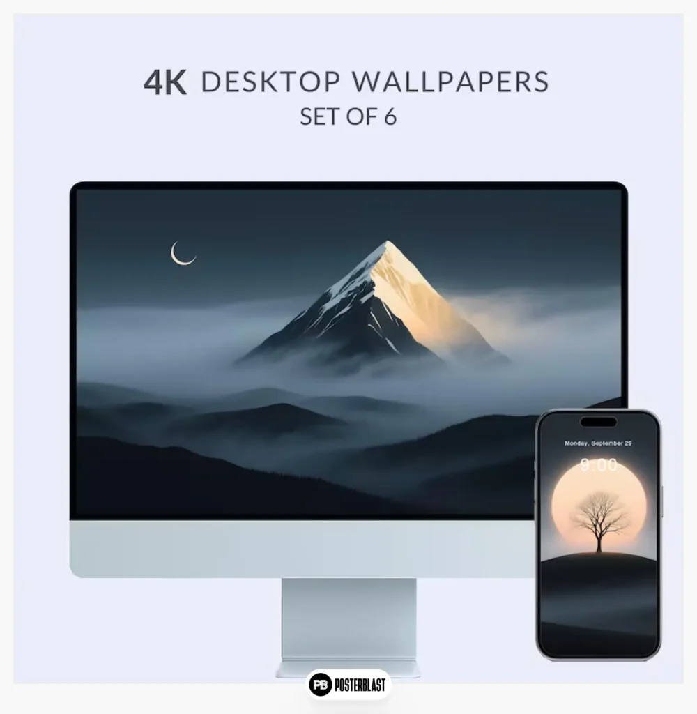 Moody Dark Minimalist 4K Desktop Wallpaper Set