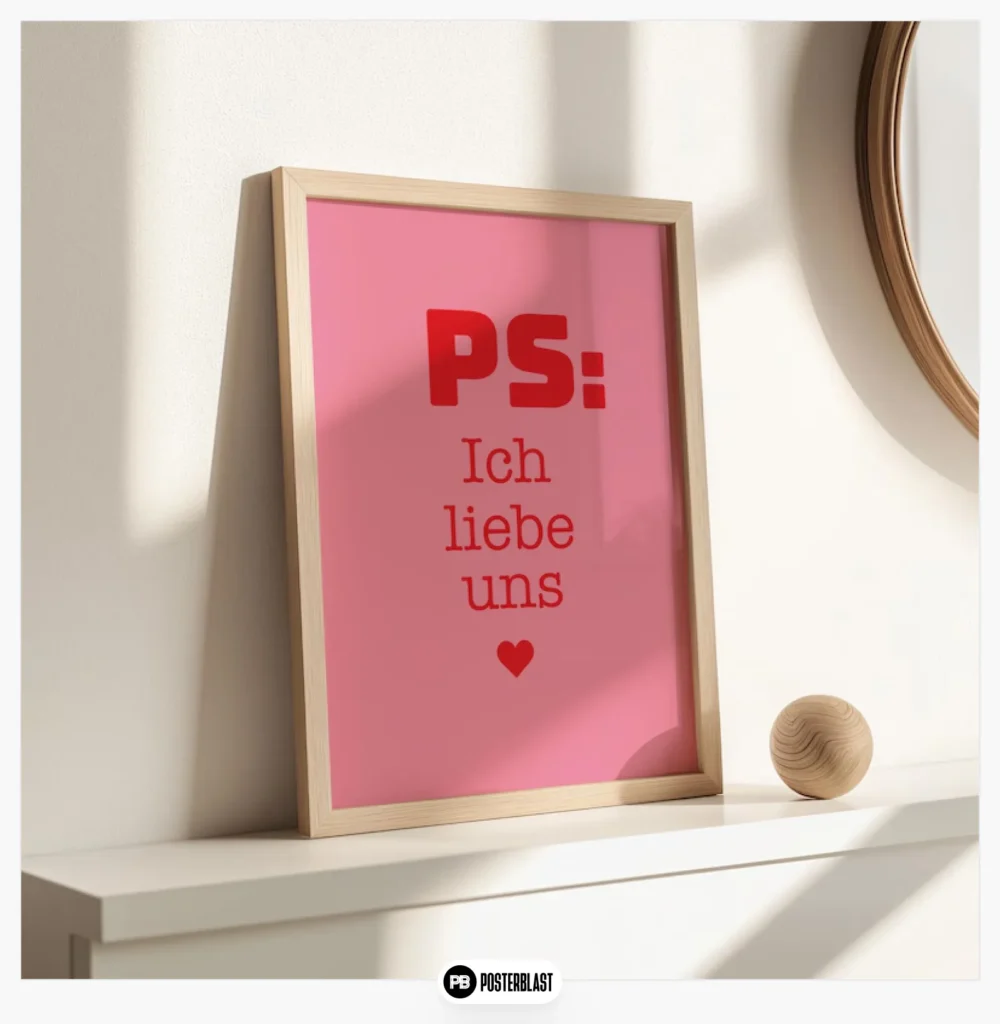 Poster PS: I love us, typographic love quote wall art