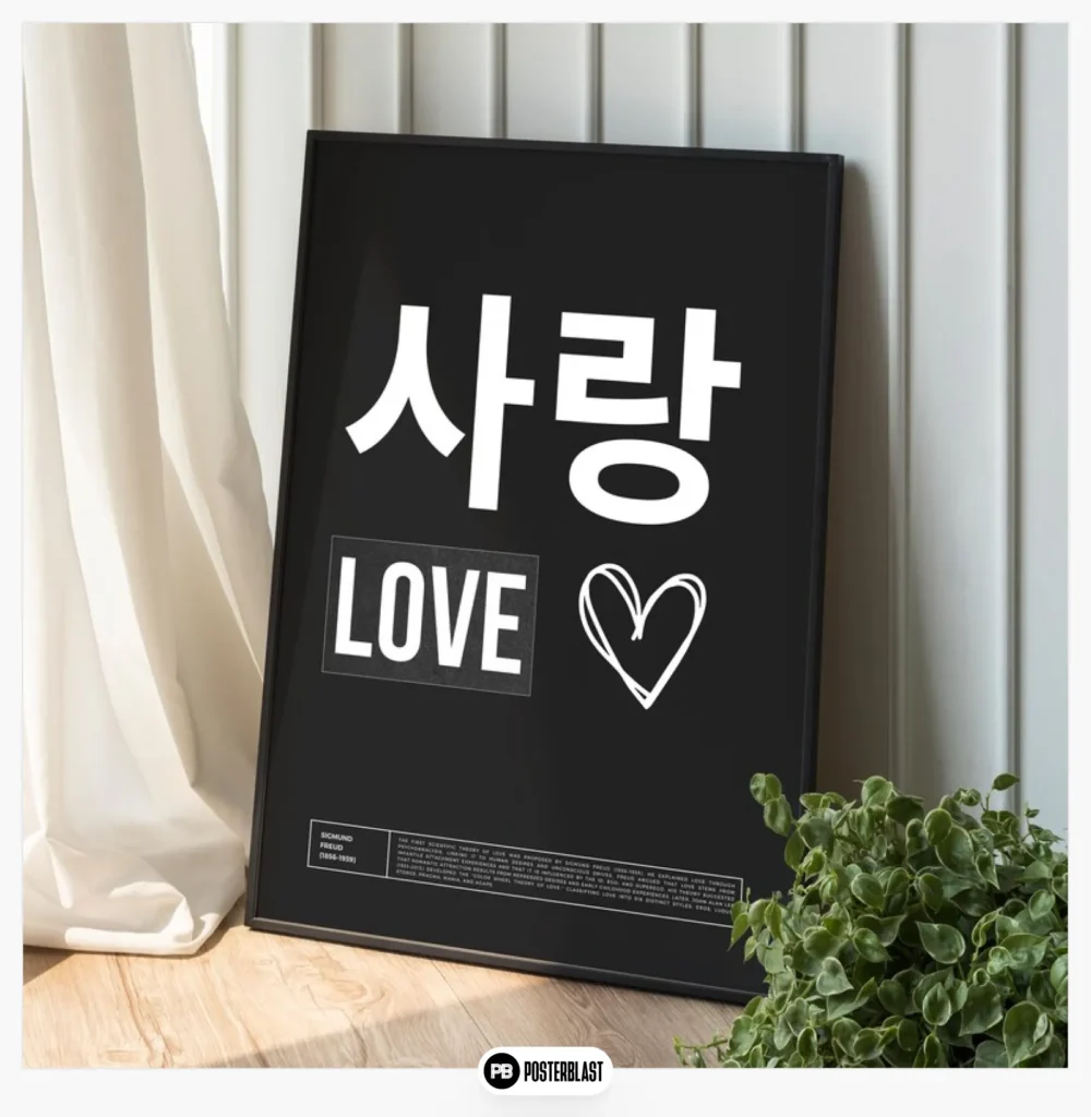 "Korean "Love Word" Poster: Minimalist Home Decor