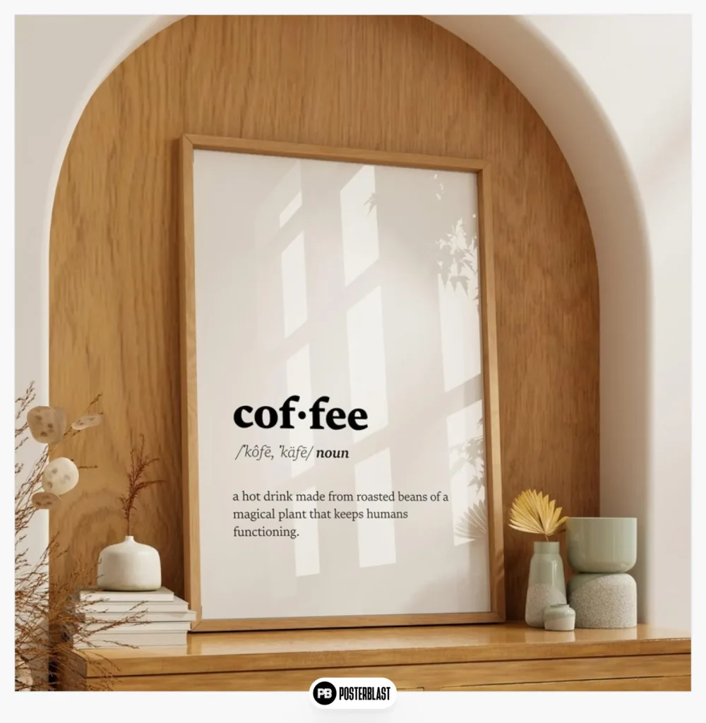 Coffee Definition Minimalist Typography Wall Art