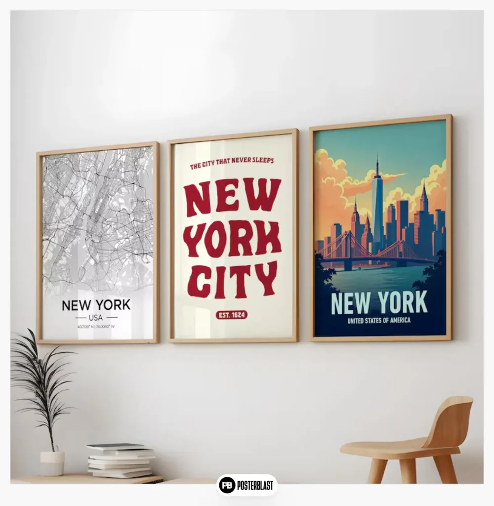 New York City Prints: Vintage Reise Poster Set