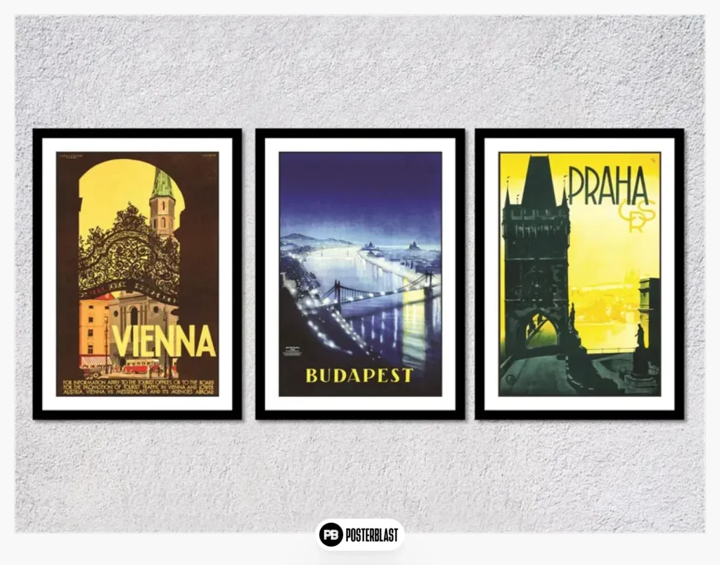 Mid-Century Tourism Prints, Set of 3