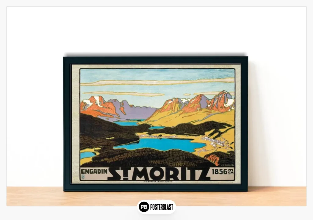 St. Moritz Engadin Vintage Travel Poster