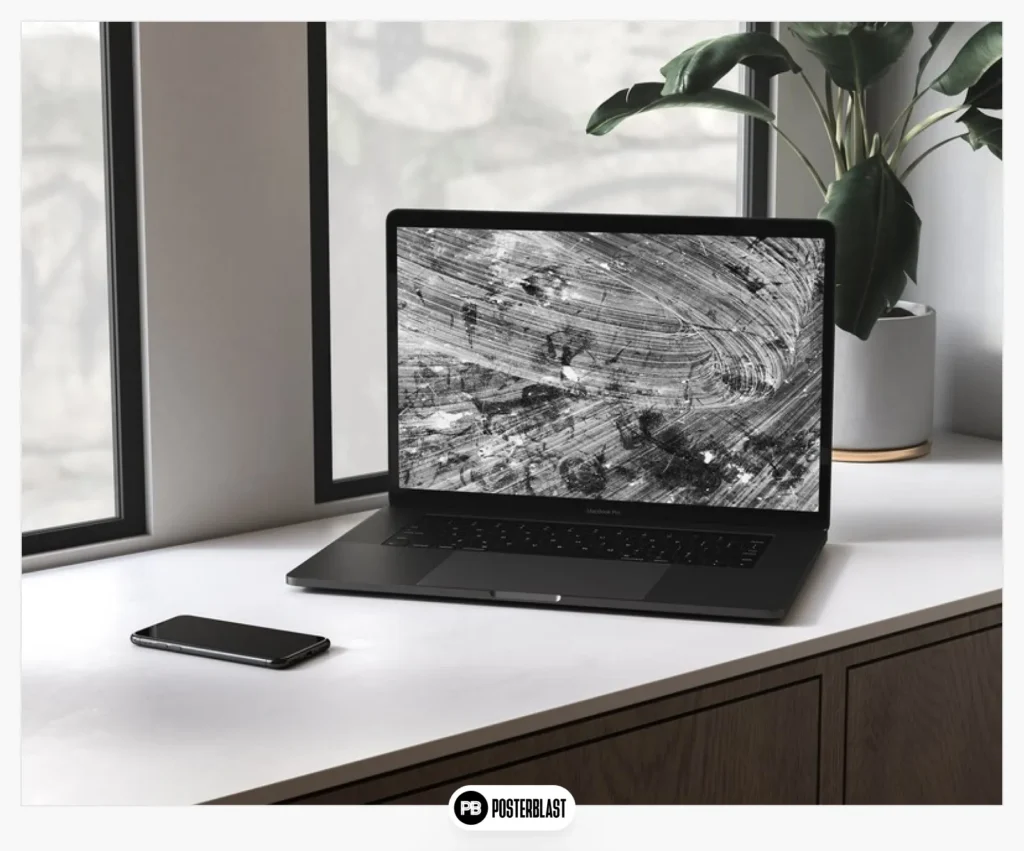 Minimalist Laptop Wallpaper Digital Download Black and White