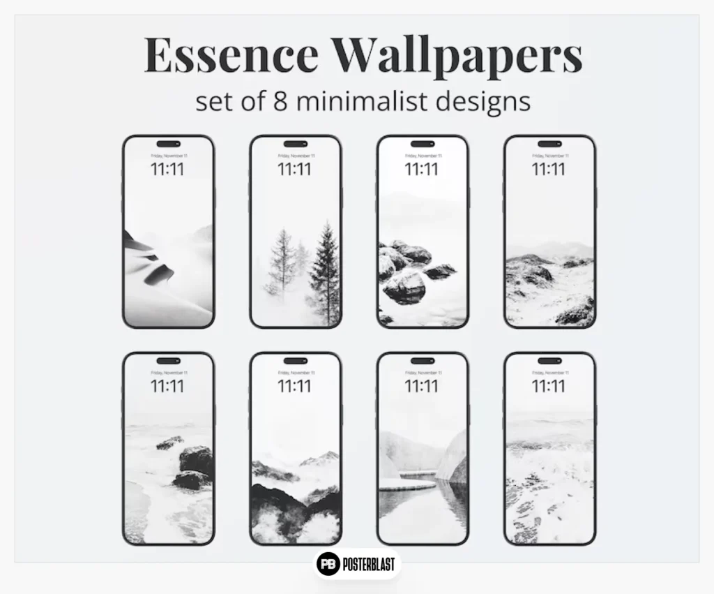 Minimalist iPhone Wallpaper: Black and White Nature Scenes