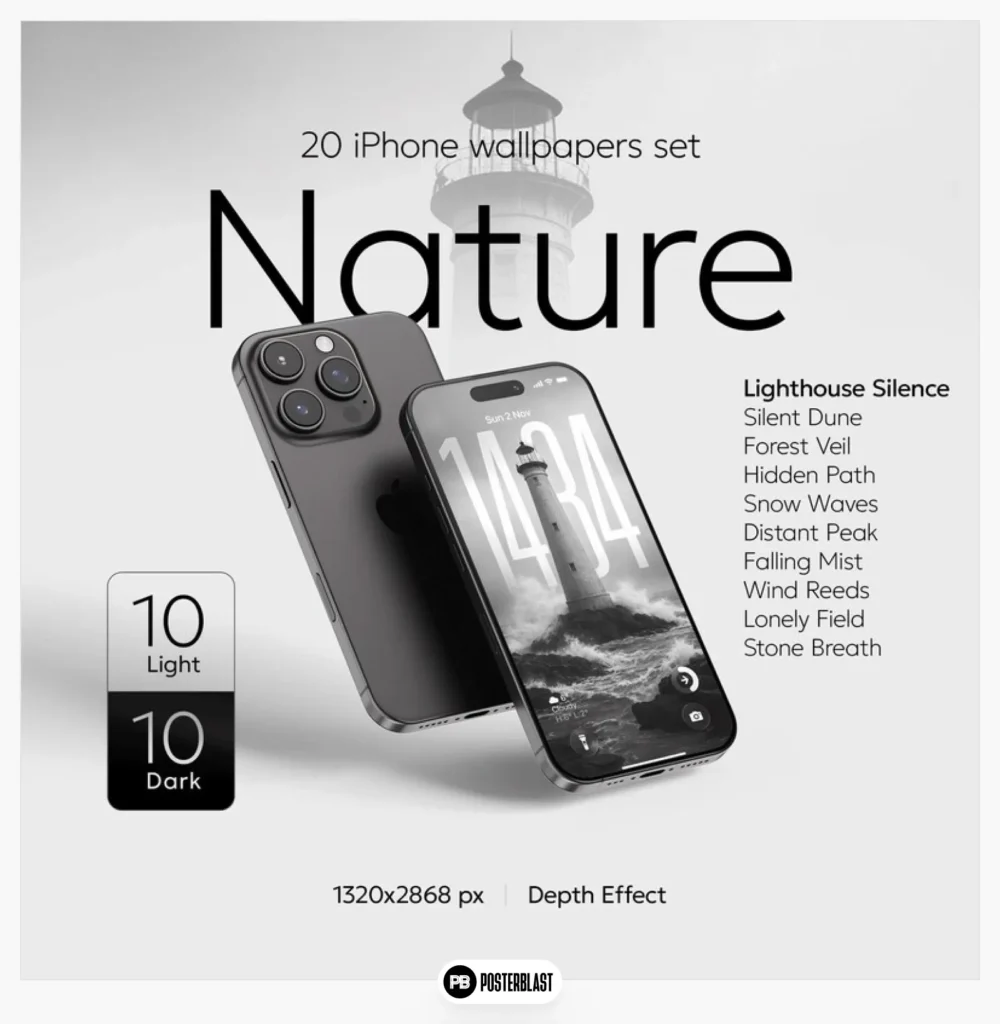 Minimalist Nature iPhone Wallpaper, Black and White