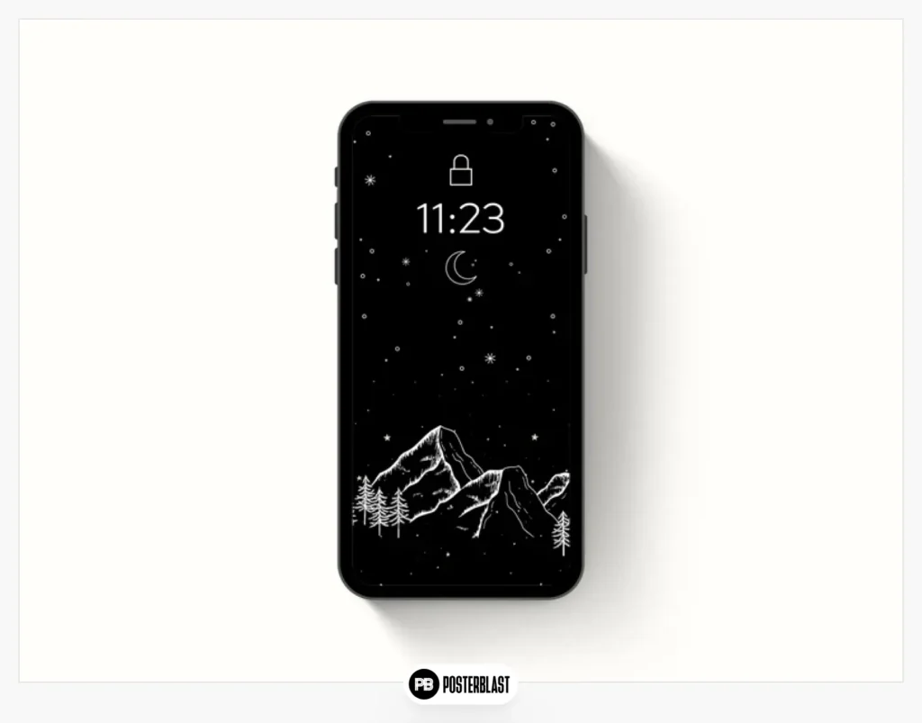 boho black and white moon + stars wallpaper
