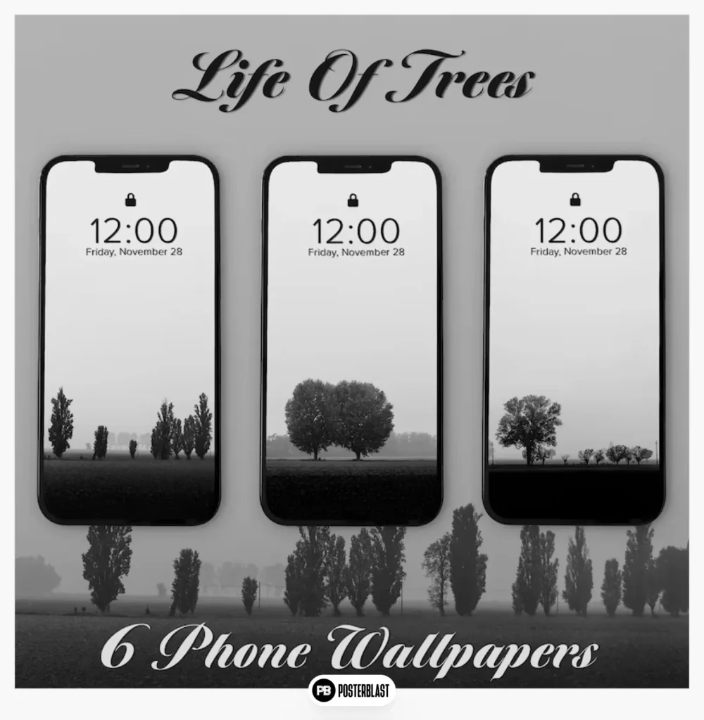 Black and White Tree Photography Phone Wallpaper Bundle