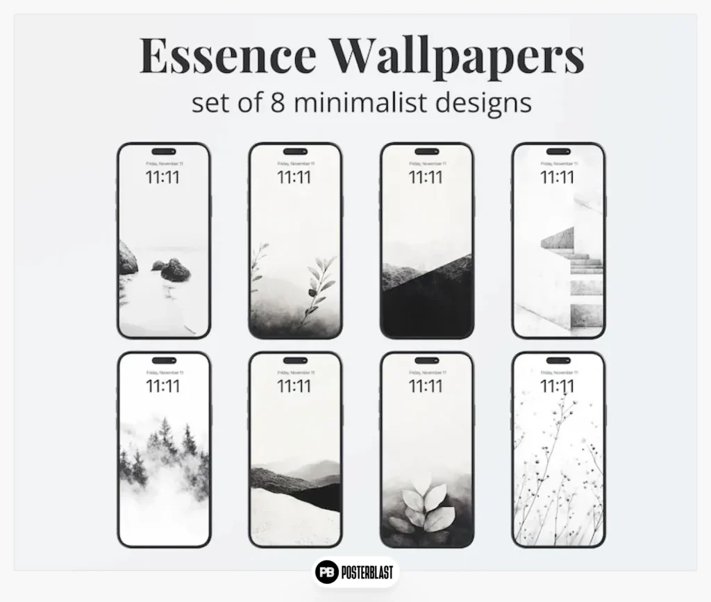 Minimalistic black and white wallpapers for iPhone
