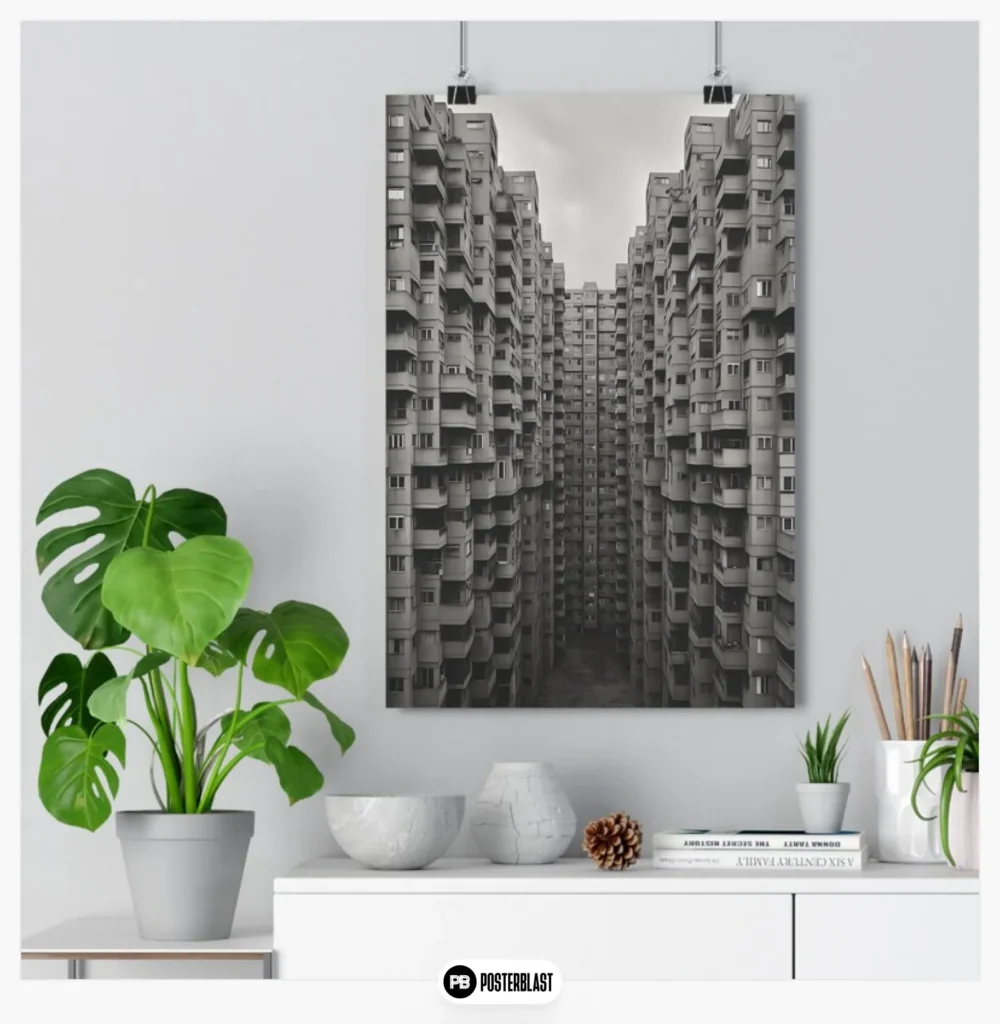 Brutalist Architecture Print: Concrete Building