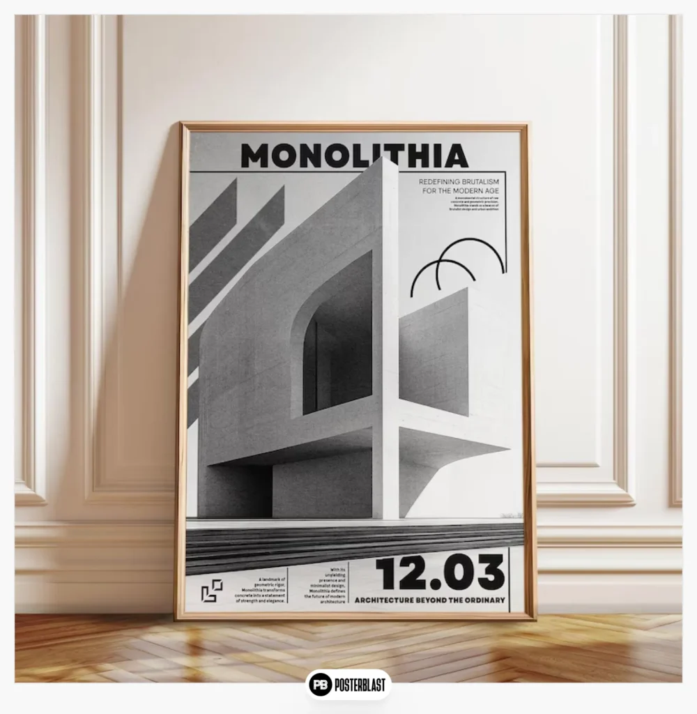 Brutalist Architecture Art Print: Monolithia Concrete Poster