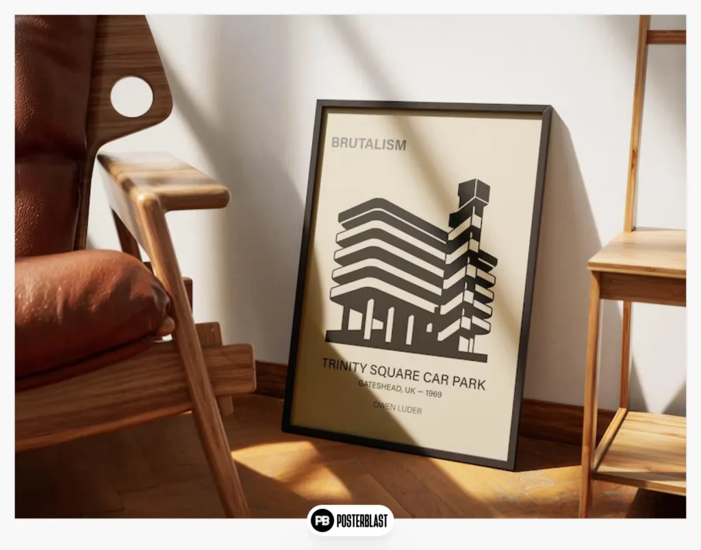 Brutalist Architecture Prints — Minimalist Building Set of 8