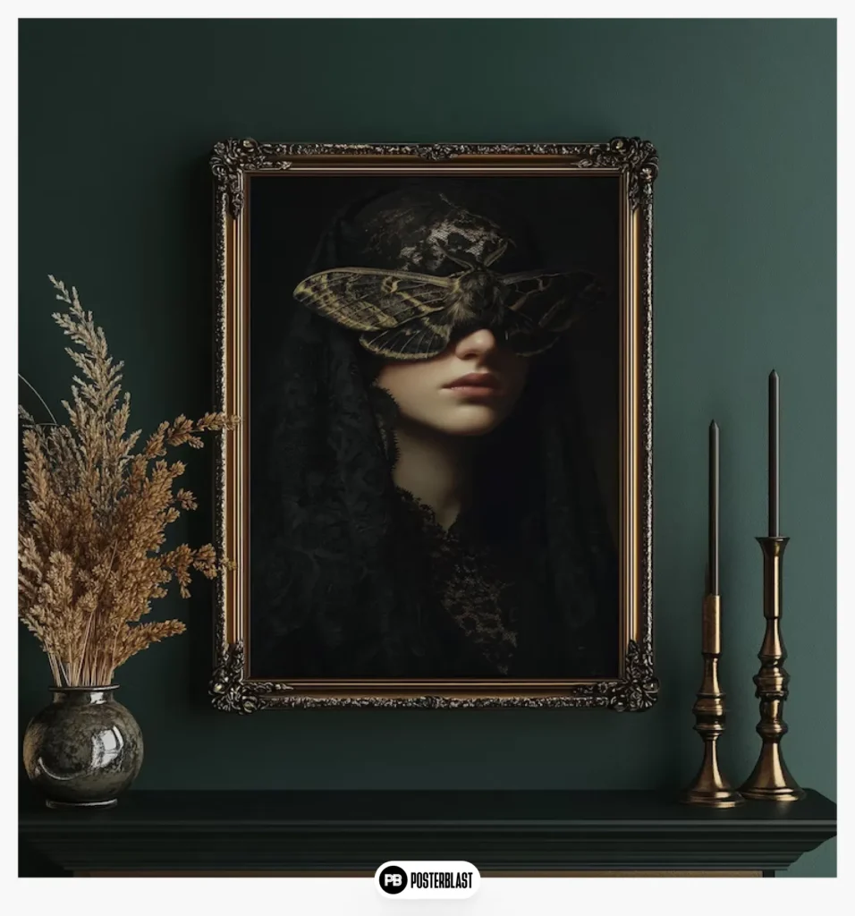 Gothic Moth Mask Woman Canvas