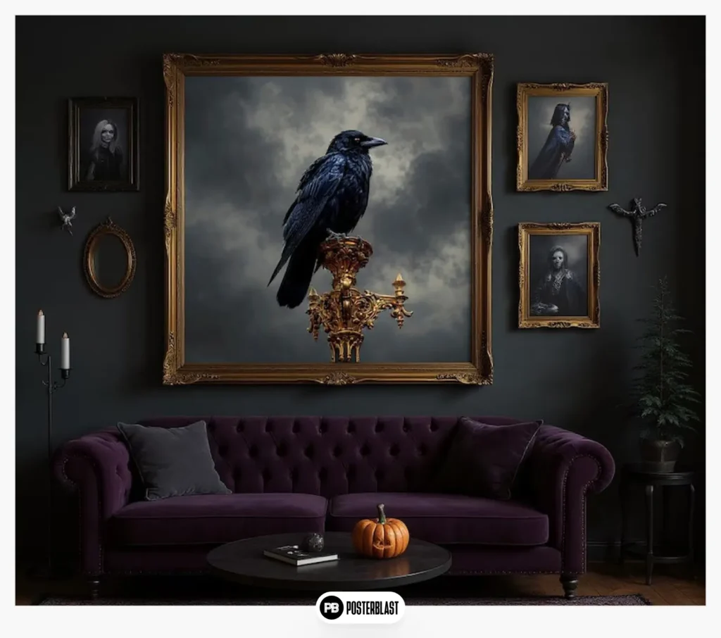 Elegant Raven Art Print: Gothic Bird Poster