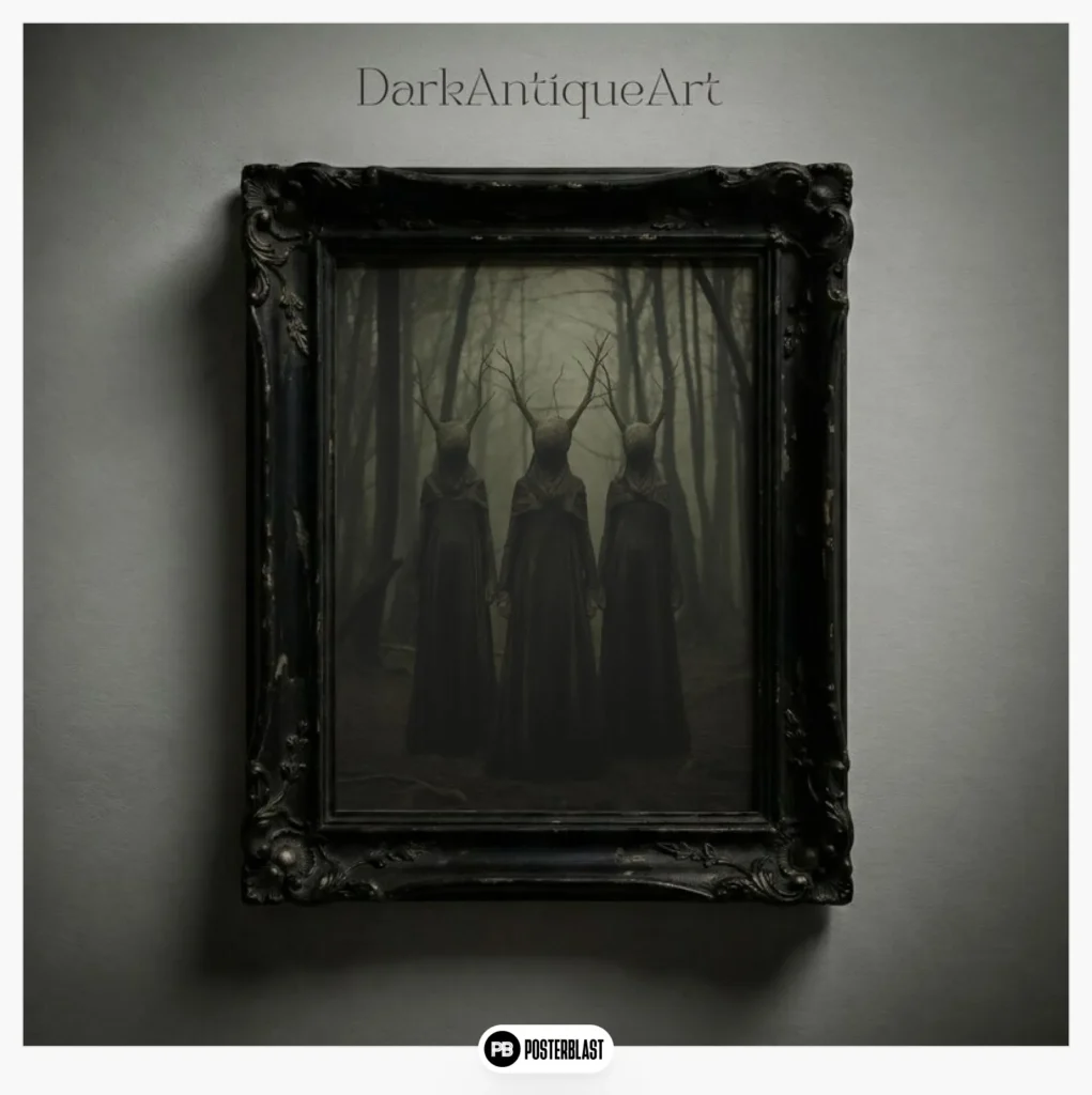 Dark Forest Witch Art Print: Occult Gothic Home Decor