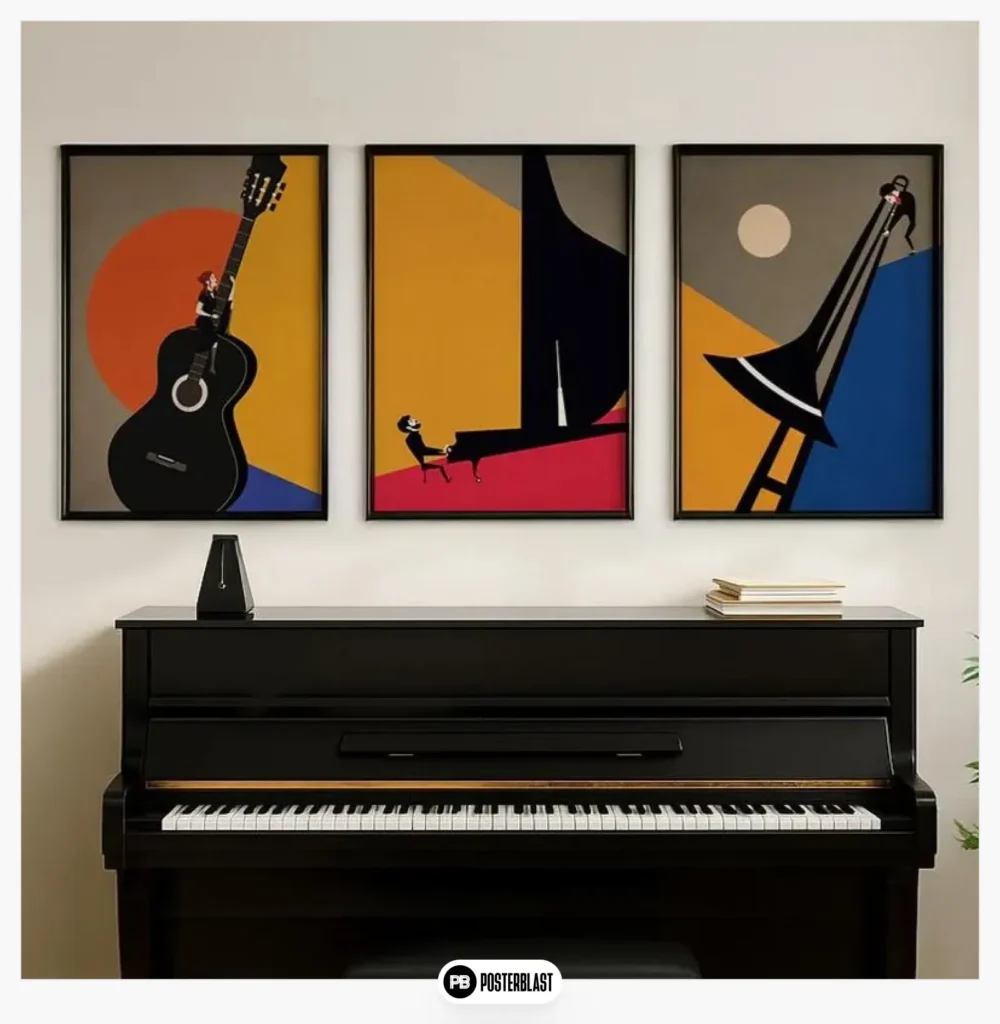 Jazz Instrument Art Print Set: Mid-Century Modern Music Posters