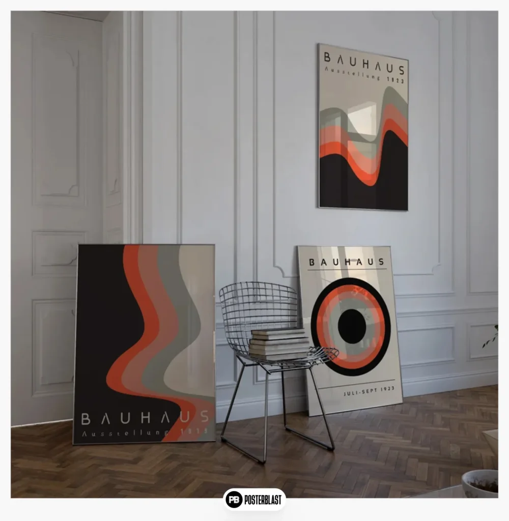 Bauhaus Exhibition Poster Set: Mid-Century Modern Wavy Prints