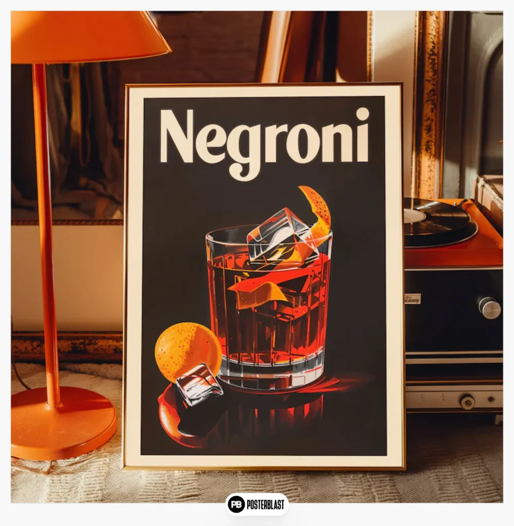 Mid-Century Modern Negroni Print: Retro Italian Cocktail Bar Art