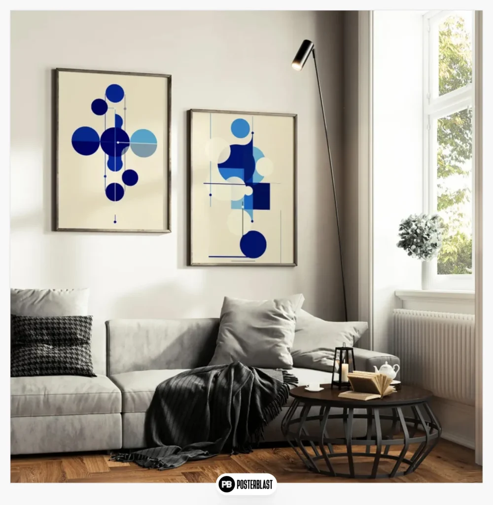 Blue Bauhaus Print Set: Mid-Century Modern Posters