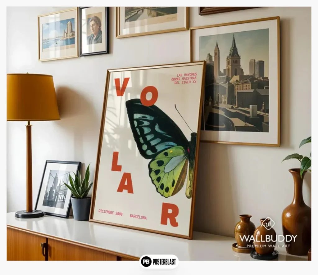 Barcelona Butterfly Exhibition Print: Mid-Century Modern Wall Art