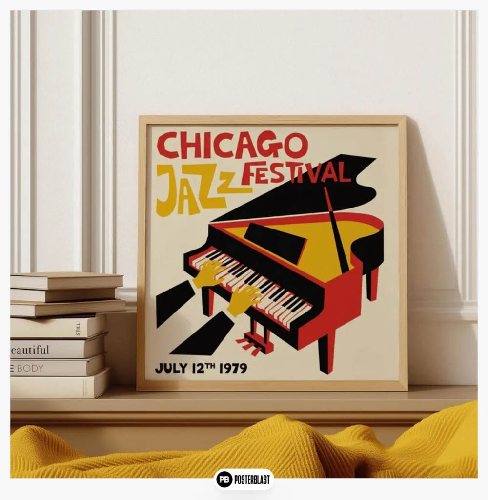 Jazz Festival Poster: Bold Yellow, Red & Black Retro Music Art